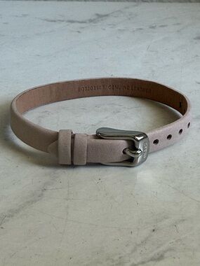 Fossil Blush Pink Leather Bracelet with Silver Buckle